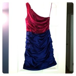 Express One Shoulder Color Block Dress